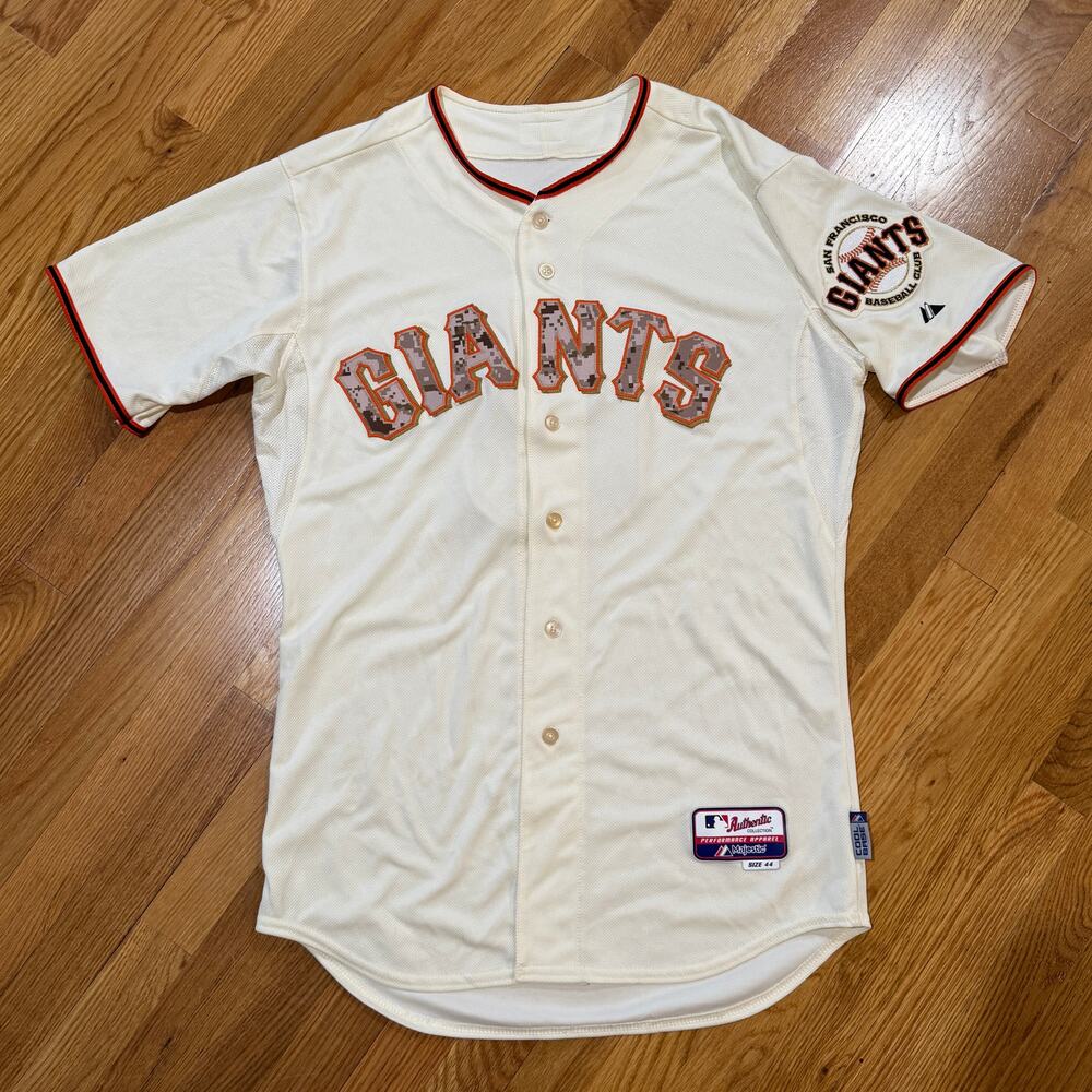 San Francisco Giants Majestic Jersey Cool Base 44 Cream Digi Camo Military RARE